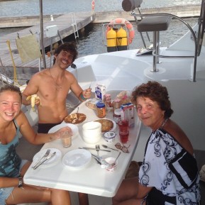 Breakfast onboard the bay dreamer I Cayman Island!